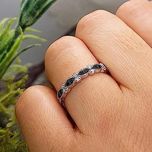 Dazzlingrock Collection Round Gemstone & White Diamond Marquise Miligrain Ring for Women in 925 Sterling Silver2