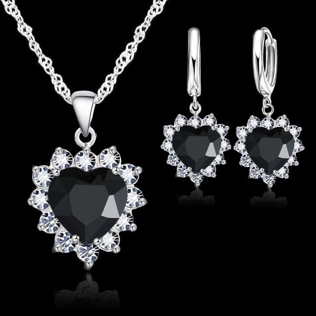 XJruixi Exquisite Heart-Shaped Necklace Earrings Jewelry Set for Women Charm Ladies Jewelry Fashion Bridal Accessory Set Romantic Gifts