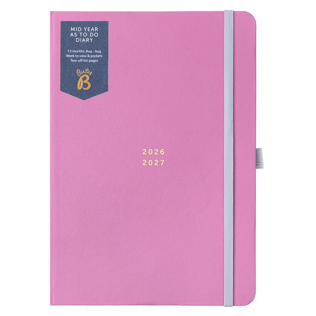 Busy B A5 Mid-Year Academic Diary Aug 2026-Aug 2027 - Winter Berry