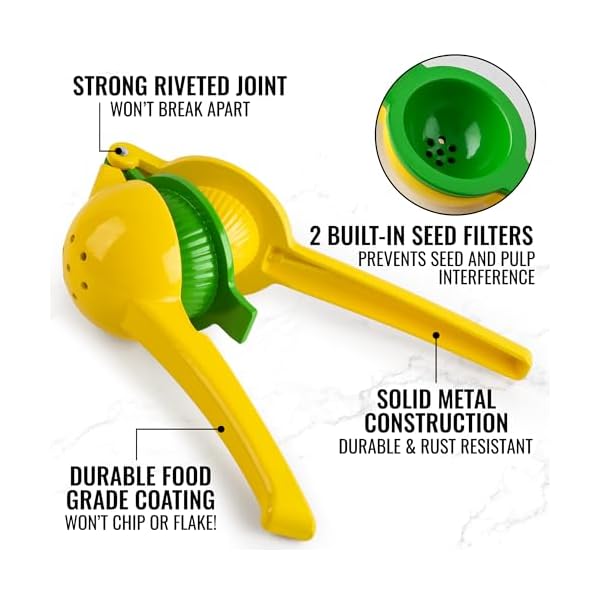 Metal 2-In-1 Lemon Squeezer Manual - Sturdy, Max Extraction Hand Juicer Lemon Squeezer Gets Every Last Drop - Easy to Clean Manual Citrus Juicer - Easy-to-Use Lemon Juicer Squeezer - Image 7