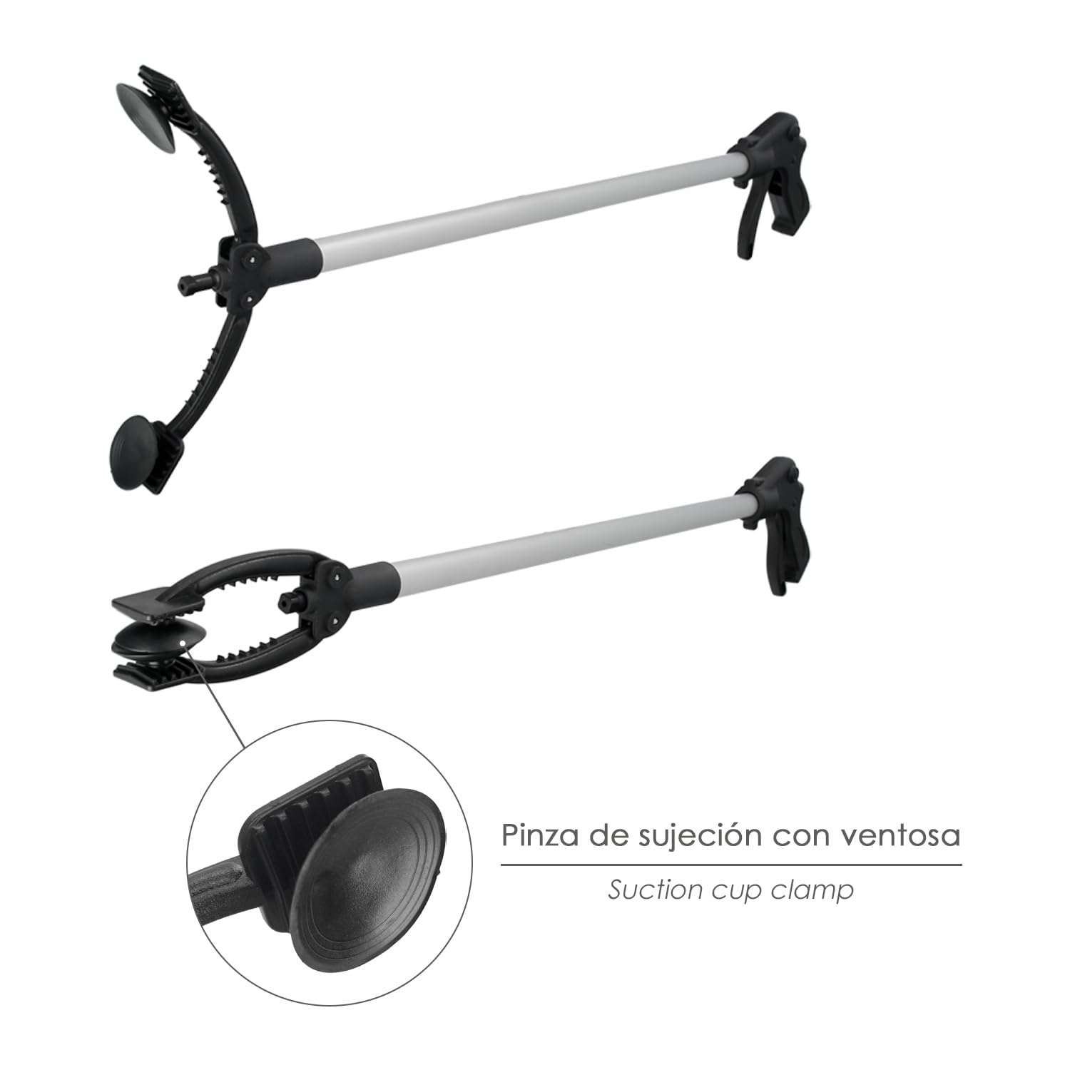 WOLFPACK LINEA PROFESIONAL Pinza Coger Objetos 88 cm De Aluminio con Ventosas y Seguro De Bloqueo