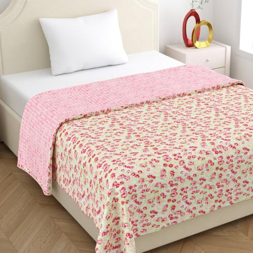 Image of Home Ecstasy 100% Cotton Mulmul Reversible Dohar for Single Bed 210 GSM (56 x 88 inches), Pink