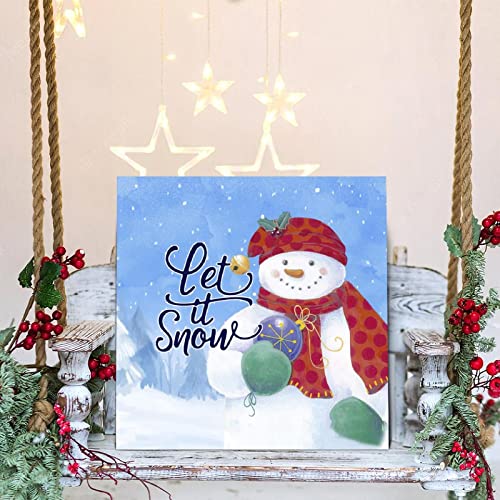 Plaque en bois Let It Snow design de qualité pour chambre et salon - 5