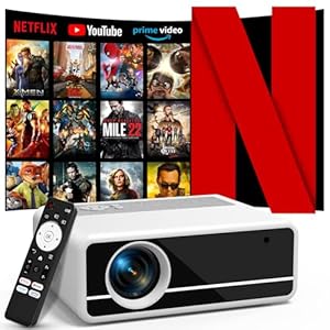 【Netflix-Officially-Licensed】PANSEBA 4K Smart Projector with WiFi and Bluetooth, Outdoor Projector with Auto Keystone, Portable Movie projector with 2S Focus, Home Projector for Game/Phone/Laptop