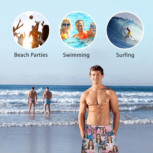 Custom Swim Trunks Men with Faces Personalized Photo Beach Board Shorts Customized Hawaiian Funny Swim Short4