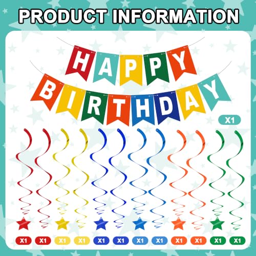 Image of BEISHIDA Rainbow Happy Birthday Banner with Stars for Kids Women Men Birthday Decor