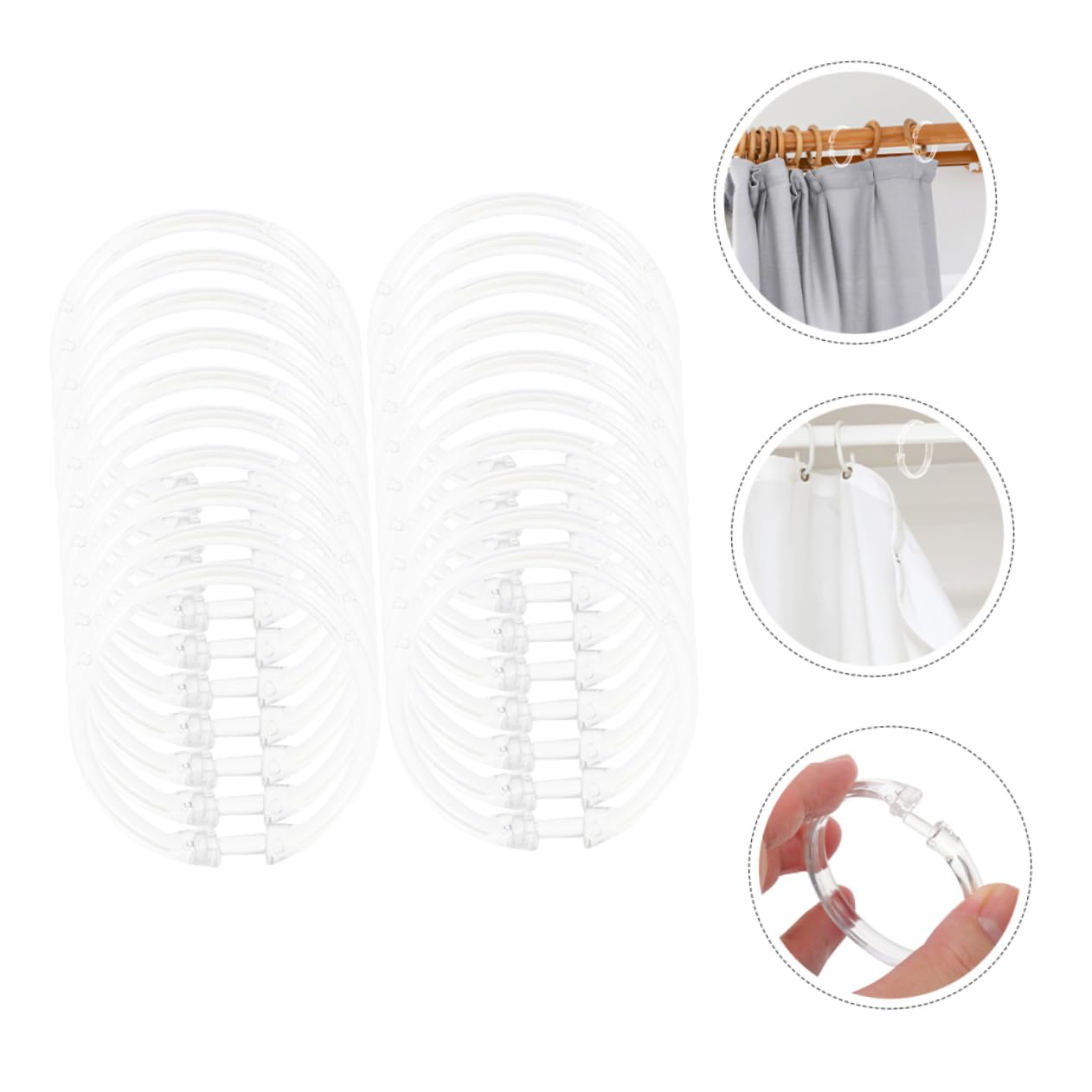 Alipis 5 Set Gancio per da Doccia Nero Inossidabile Anelli per Tende Tu di Grandi Dimensioni Ganci per Tende da Bagno Ganci per Tende in Plastica Acrilico Trasparente 20 Pezzi*5