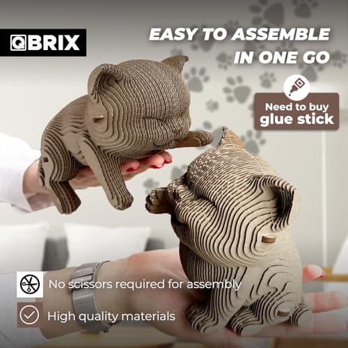Image of QBRIX Another 3 Cats 3D Puzzles for Adults, 3D Model Kit for Teens, DIY Crafts for Home Decor, Original Gift for Boys&Girls 14+, Cardboard Model Building Kit