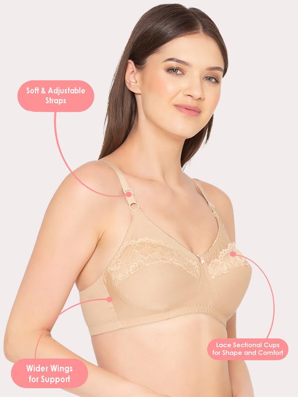 Image of Groversons Paris Beauty Women's Cotton, Full Coverage, Non-Padded, Non-Wired Bra (BR001)