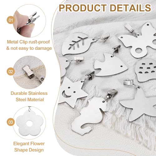 Poids de nappe acier inoxydable design fleur argenté 6cm