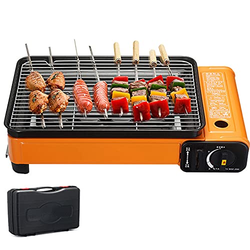 3Kw Barbecue Gas Stove Stainless Steel Portable Cassette Furnace Dual Air Intake Design Outdoor BBQ Grill for Camping Garden Cooking