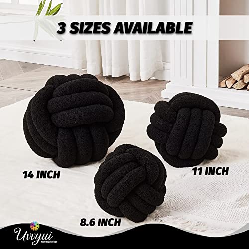 Image of Uvvyui Knot Pillow Ball, Soft Home Decorative Pillows, Round Throw Pillow, Handmade Knotted Plush Pillow, Round Boucle Pillow Cushion (11 Inches Black)