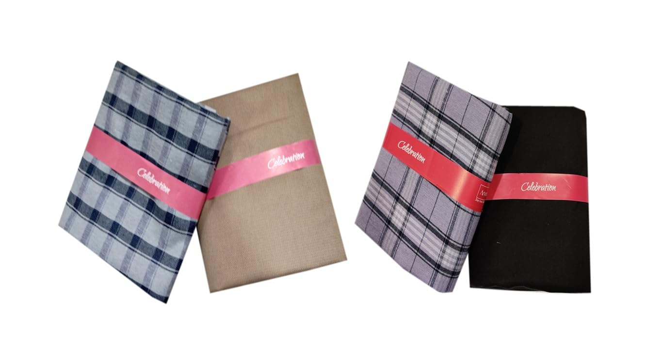 arvind Celebration Premium Cotton Shirt & Trouser Fabric, Checkered Design, Special Occasion Collection (Pack of 02)-picture-23