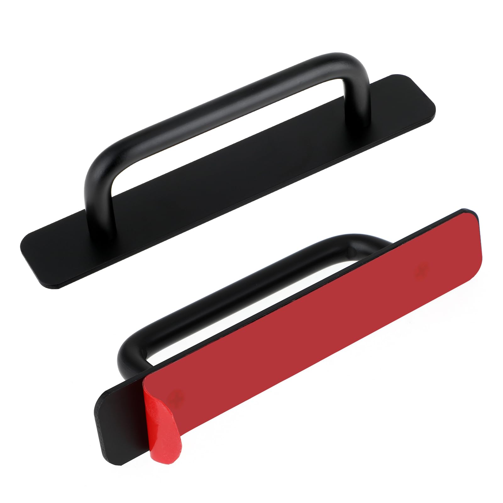 Prasacco 2 Pcs Adhesive Handles Cabinet Handles Sliding Door Handles Closet Door Handles Door Pull Handles Stick on Handles for Kitchen Bedroom Window (Black)