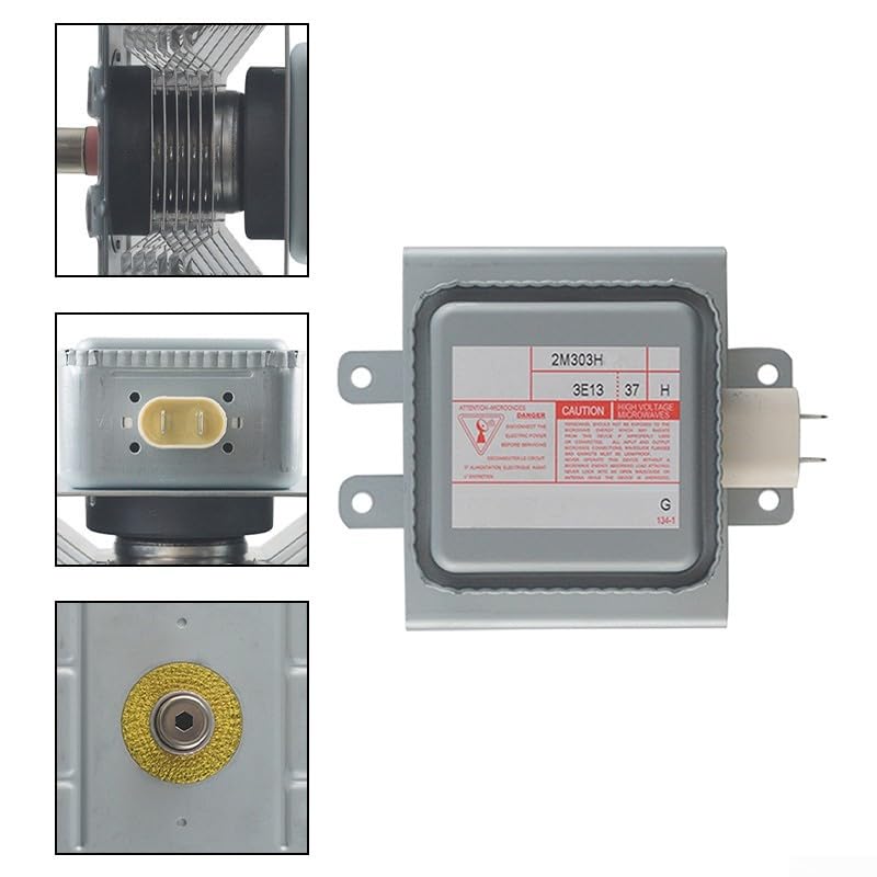 Magnetrón de microondas con placa base larga, modelo 2M303H, que ofrece un funcionamiento confiable refrigerado por aire a 1080W