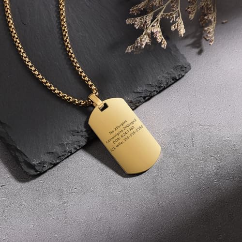 Medical Alert Pendant Necklace for Men Women - Custom Engraved Name ID Tag Stainless Steel Emergency Med Alert Jewelry4