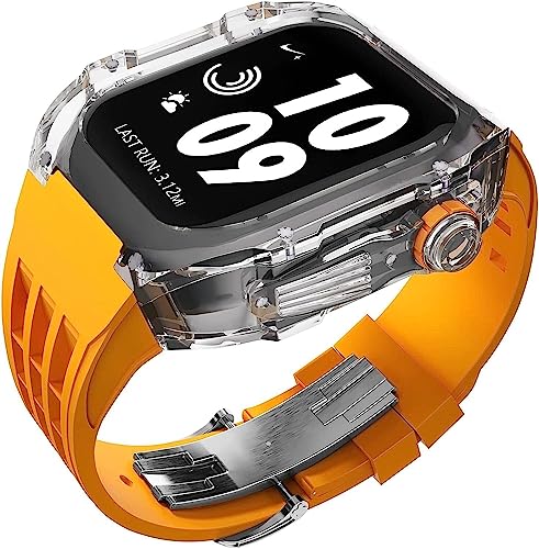 Bracelet Apple Watch caoutchouc fluoré transparent 44 45 49mm coque rigide PC