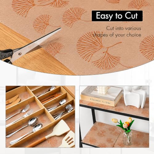Image of ElastPro (45 cm X 5 m) Printed Shelf Liners for Kitchen Shelves, Drawer Mat, Shelf Liner, Fridge Mats, Kitchen Cabinet Drawer Mat Liner Sheets (Fan Leaf Copper)