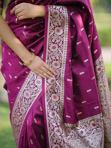Image of SGF11 Women's Kanjivaram Pure Soft Silk Saree For Women Pure Golden Zari With Blouse Piece