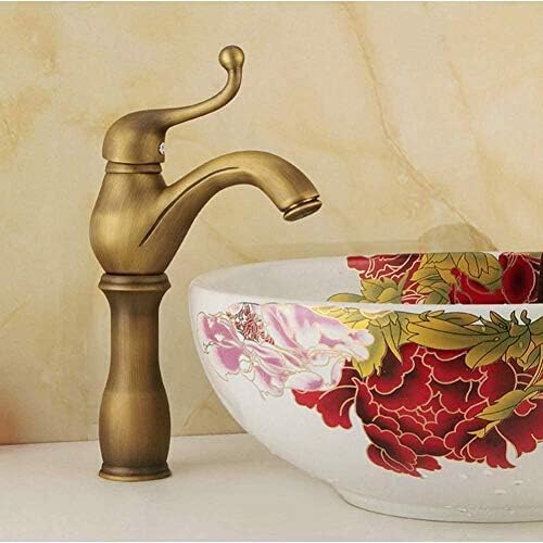 Robinet d'évier en laiton antique mélangeur de lavabo rétro eau chaude et froide