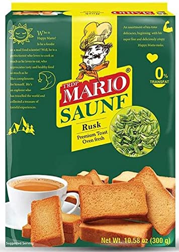 Mario Saunf Rusk 300g Baked Snack Vegetarian Golden Brown Fennel Flavored