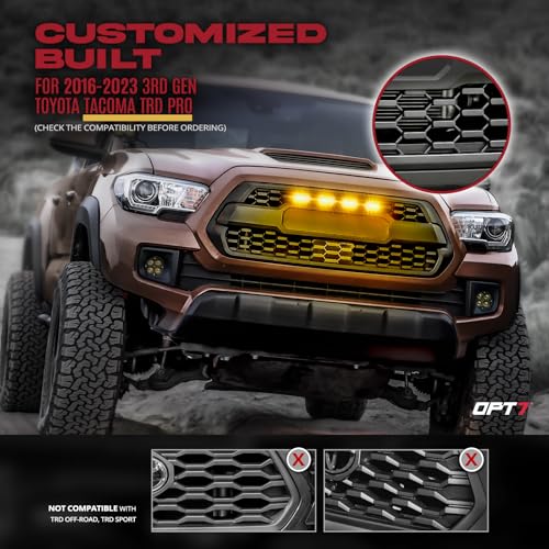 Luces LED de Rejilla Delantera Ámbar para Tacoma TRD PRO 2016-2023 miniatura 2