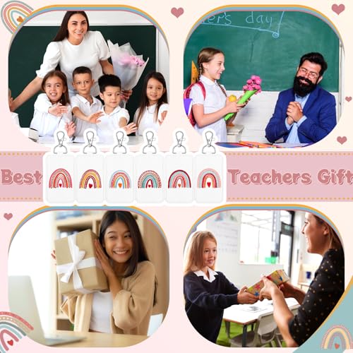 Image of Liliaafar 6 Pcs Classroom Doorbell Holder Doorbell Holder for Teachers Lanyard Back to School Rainbow Leather Class Bell Keychain Case Gift for Classroom Teacher Must Haves