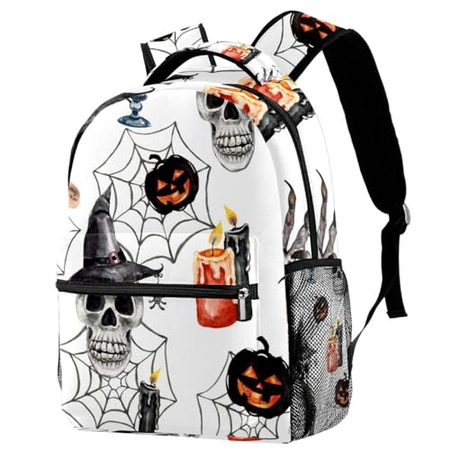 Sac à dos d'école tête de mort et sorcière pour adolescents 29x20x40cm
