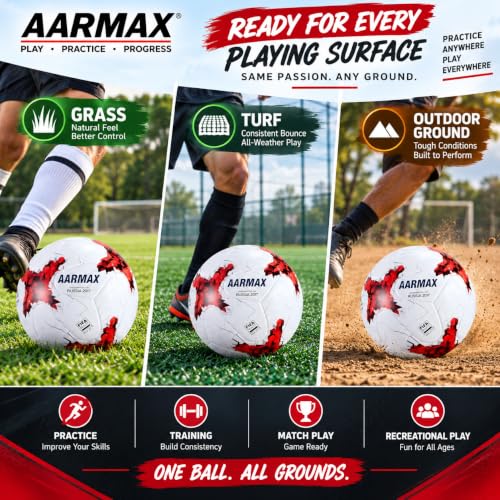 Image of Russian Football Practise Foot Ball Training Match Football Size 5 Original for All Ages Group Rubber Moulded Standard Sports Foot Ball for Ground, Grass, Turf, Outdoor Waterproof