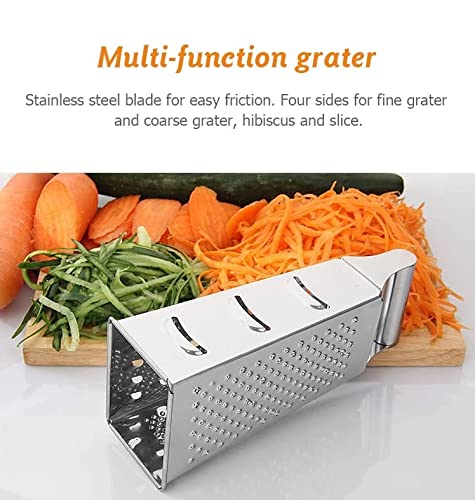 Grattugia Per Formaggio Con Contenitore - In Acciaio Inox, 2 Lame Per Tritatura Fine E Grossolana - Foto 10