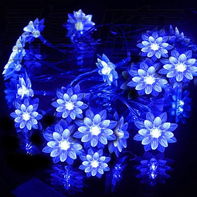 2.5M Blue Lotus LED String Lamp with 20 LEDs - Christmas & Halloween Decoration (Use battery)