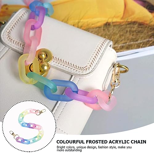 Image of Colorful Acrylic Chain Strap, Handbag Chain Replacement, Rainbow Resin Crossbody Bag Decoration Chain, Mini Clutch Bag Chain Strap (43CM)