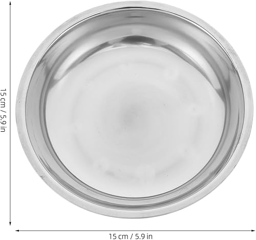 Miniatura 3 de Hemoton 6 platos redondos de acero inoxidable, bandejas de metal de 6.3 pulgadas para almacenamiento de alimentos, platos aptos para lavavajillas