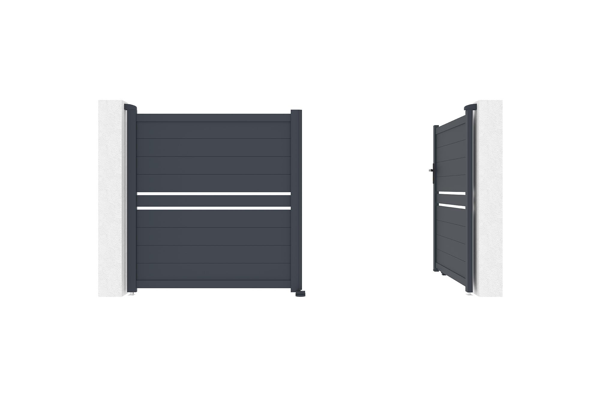 CASANOOV Portail Battant CIMONE 300x158 cm (3x1,6 m – 5 m²) Aluminium Gris Anthracite RAL7016 – Semi-Ajouré Design Moderne – Résistant Corrosion – Kit Complet avec Accessoires