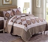  Dessus De Lit en Patchwork De Style Pastoral - Boutis Couvre-lit Matelassé en Coton Confortable Ensembles De Literie avec Taie d\'oreiller Couvertures Multifonction,C-Single：165x215cm+50x70cmx1