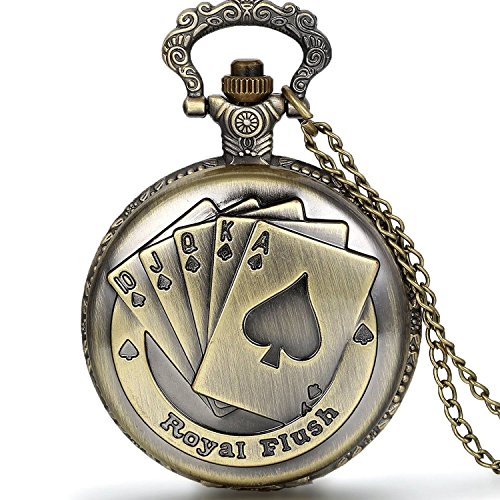 Young & Forever Valentine Gift Bronze Greek Designer Pocket Watch with Chain Roman Number Dial Pendant Necklace Locket Antique Vintage Gandhi Style Pocket Watch for Men/Women