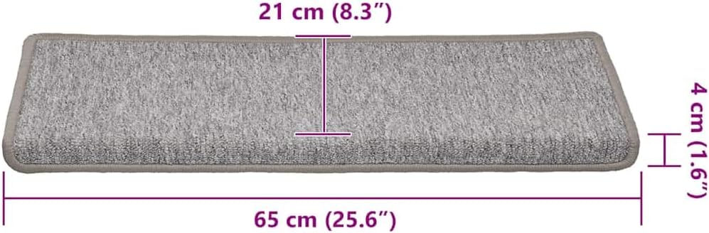 Stair mat with dimensions labeled