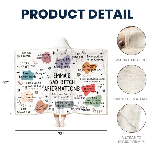 Macorner Personalized Affirmations Wearable Blanket Hoodie, Mental Health, Christmas Inspirational, Motivational Gifts