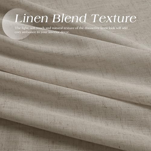 Image of Cobblestone Linen Curtains 108 Inches Long for Living Room Floor to Ceiling Semi Sheer Grommet Extra Long Window Curtain Modern Farmhouse Neutral Drapes for Bedroom Dining Room 52x108, 2 Panel