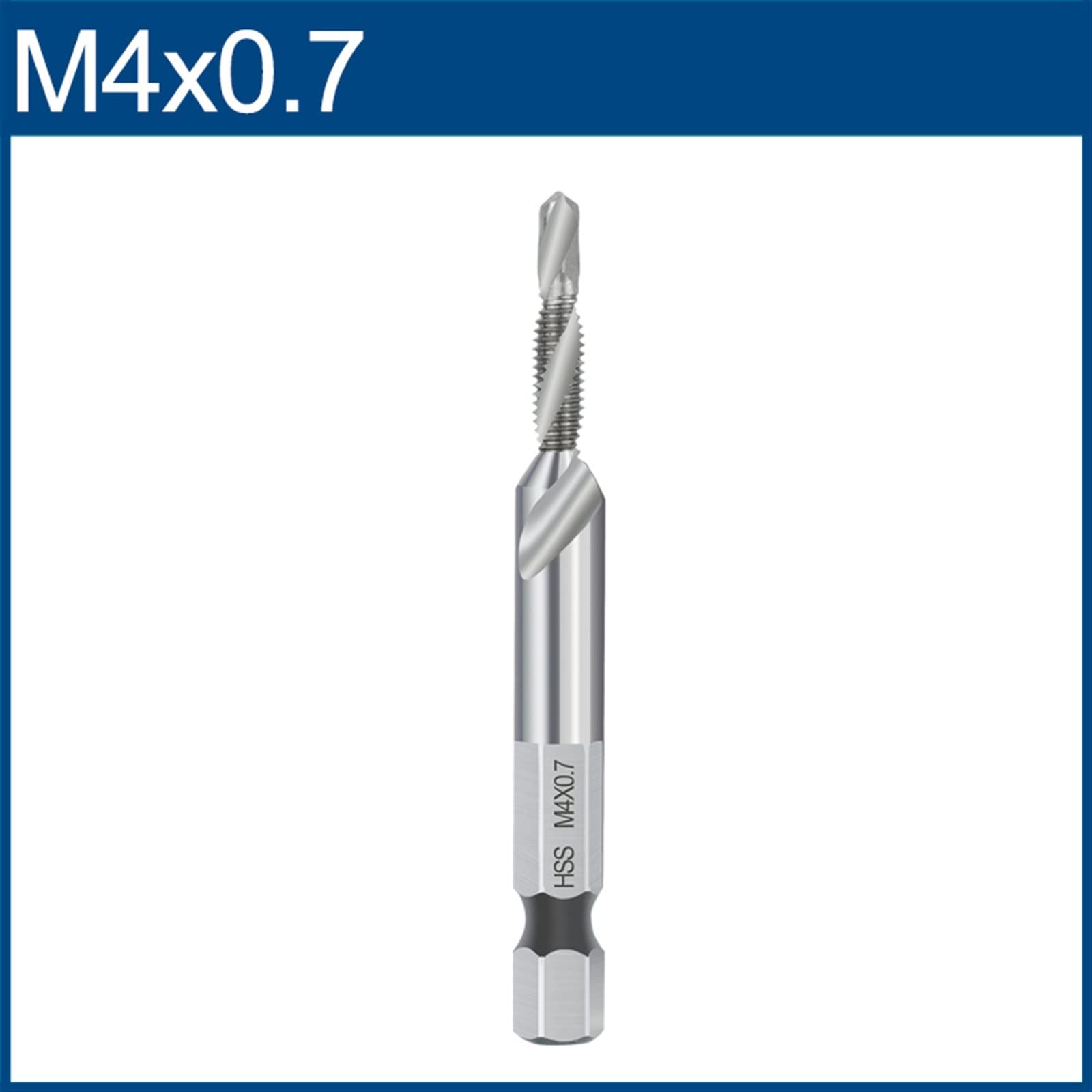 Punte per Trapano con Filettatura metrica HSS, Maschi per Filettatura con Gambo Esagonale da 1/4 di Pollice, Utensili manuali per Macchine MINGPING (Colore: 1 pz M4)
