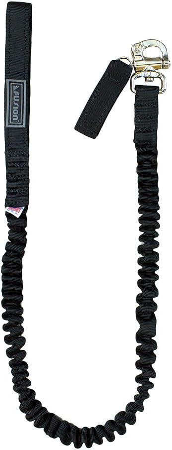 Fusion Pets 3ft 36"x1" Internal Elastic Bungee Military Tactical Police K9 5000lbs Rated Hunting Guard Dog Flat Loop Leash Canine Black
