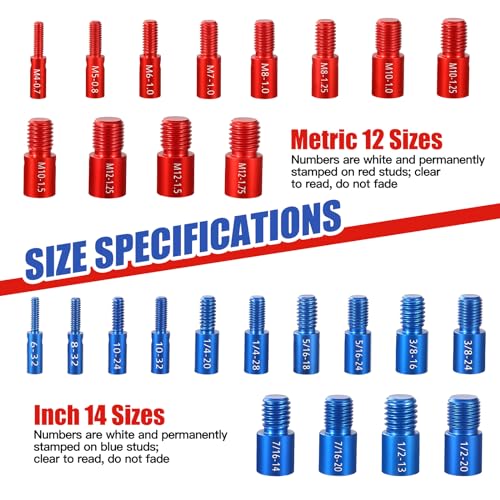 Giwaelro G05 Nut And Bolt Thread Checker - 26 Pcs Nut And Bolt Gauges Individually Housed In Case (14 Inch & 12 Metric) Specially Suitable thumb #2