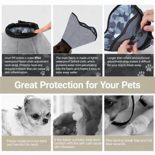 Image of Dog Cone Collar for Dogs After Surgery Extra Long, Adjustable Comfy Dog Elizabethan Pet Collar Cone for Large Dogs Anti-Lick Protective Wound (Camouflage, XL)
