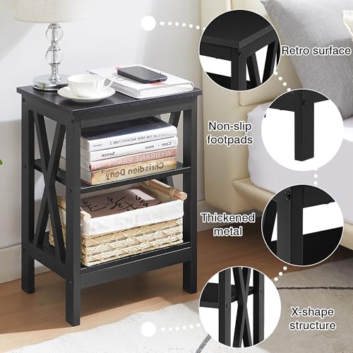 VECELO Modern Nightstands X-Design Side End Table Night Stand with Storage Shelf for Bedroom,Living Room, by VECELO - Image 4