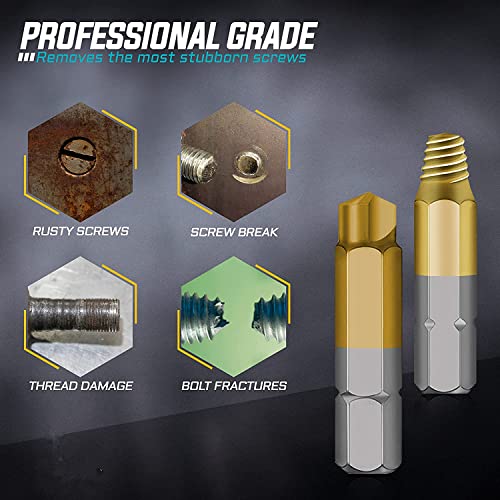 Gifts for Men, 22Pcs Titanium Damaged Screw Extractor Set - Remover for Stripped Head Screws Nuts & Bolts Drill Bit Tools for Easy Removal of Rusty & Broken Hardware High Speed Steel Superb Gift