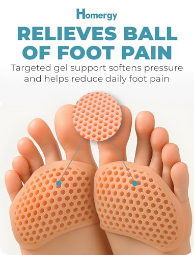Homergy Metatarsal Foot Pads for Pain Relief - 4 Pack Soft Gel Reusable Breathable Sleeve Pads, Foot Cushions, Forefoot Cushioning Shoe Supports for Women and Men3