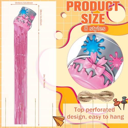 Image of Affrolling 8 Pcs Art Paint Party Decoration Back to School Paint Can Hanging Decorations with Tassels for Classroom Back to School Birthday Party Supplies 3.2 ft Summer Door Banner Sign Decor