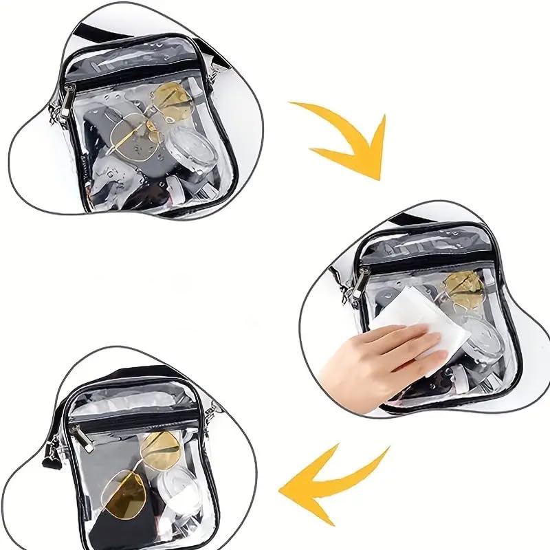 Clear Crossbody Purse with Adjustable Black Strap - 5.9in*7.9in PVC, Easy-Clean, Stylish Accessory with Front Zip Pocket, Crossbody Bag4