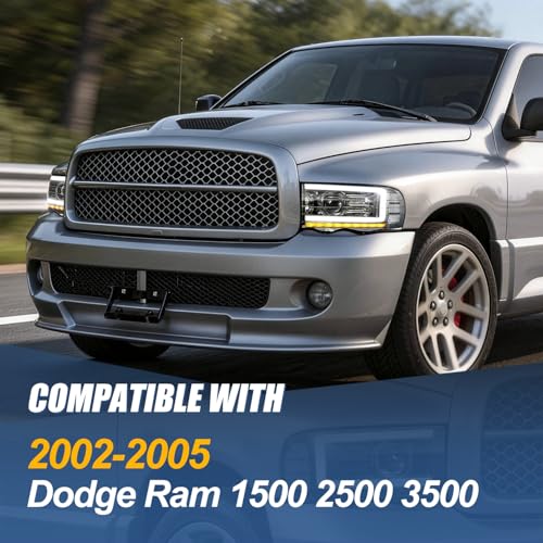 Image of Auto Dynasty LED DRL Headlight for 02-05 Dodge Ram 1500 2500 3500, Chrome | Auto Dynasty LED DRL Headlight for 02-05 Dodge Ram 1500 2500 3500, Sequential Turn Signal Projector Headlights, Chrome Clear