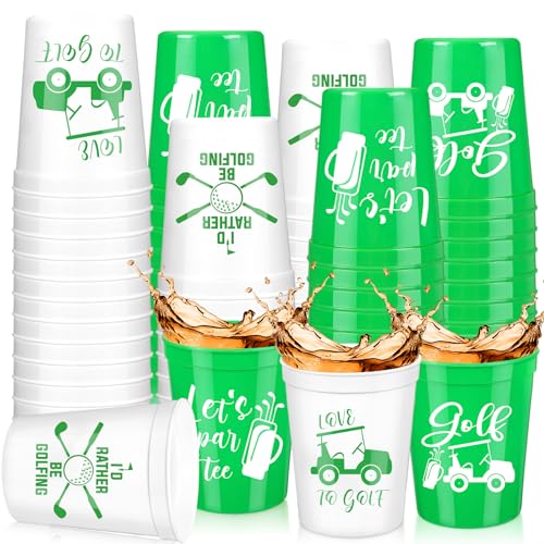 Norme 24 Pcs Golf Party Plastic Cups Bulk Golf Themed Reusable Drink Cups 16 Oz Golf Ball Cart Design For Supply Favors Housewarming Decorations Events Family Dinner